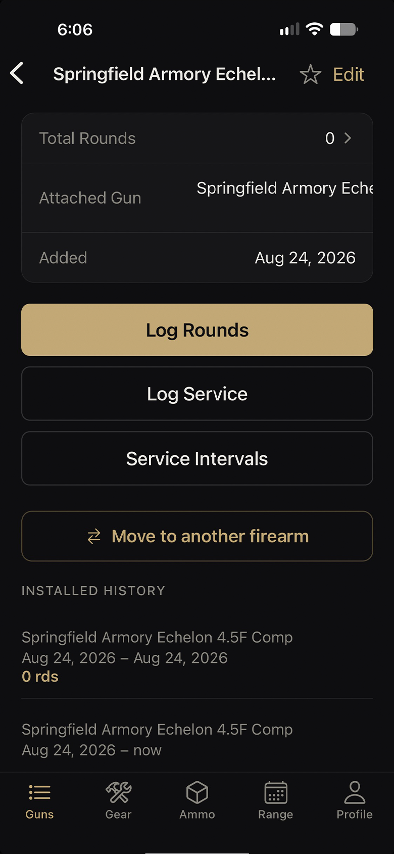 Part install history screen